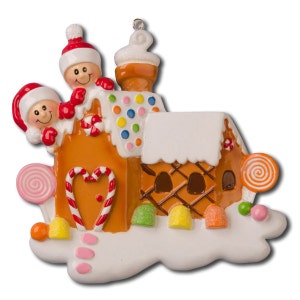 Gingerbread House Family of 2 Personalized Christmas Ornament