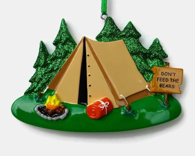 Camping Tent Personalized Christmas Ornament Etsy