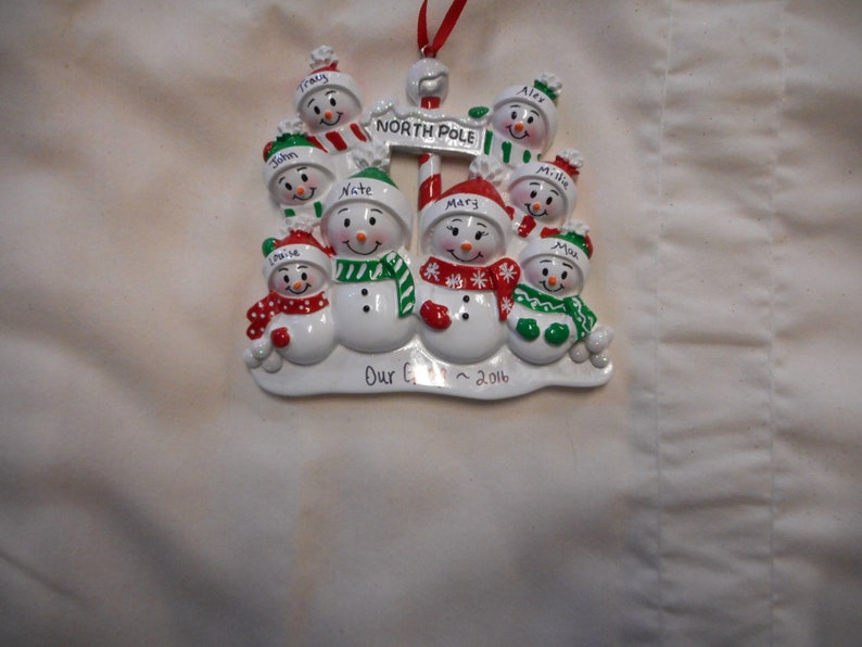 North Pole Family of 8 Personalized Christmas Ornament - Etsy