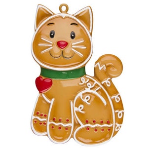 Adorno navideño personalizado de gato de jengibre