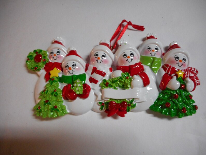 Snowman Family of 6 Personalized Christmas Ornament - Etsy