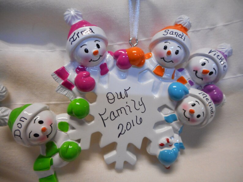 Falling Snowmen Family of 5 Personalized Christmas Ornament - Etsy