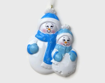 Gift Single Parent Snowman Mom w/ 2 Children Personalized Christmas Ornament