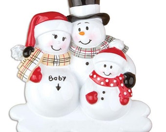 We're Expecting Family of 3 Personalized Christmas Ornament