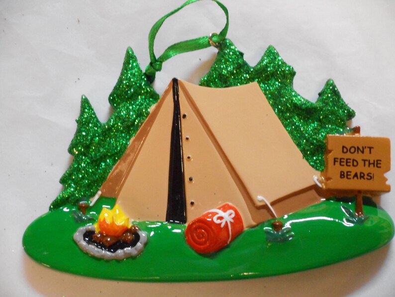 Camping Tent Personalized Christmas Ornament Etsy