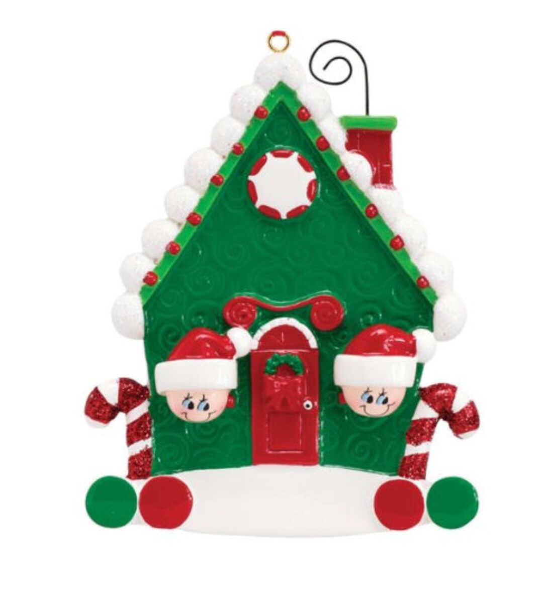 Candy Cane House Family of 2 Personalized Christmas Ornament Etsy
