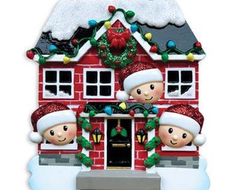 New House Family of 3 Christmas Ornament