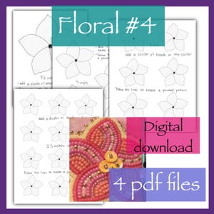 Floral #4 Native beading template /free style beading template/ printable/ digital download