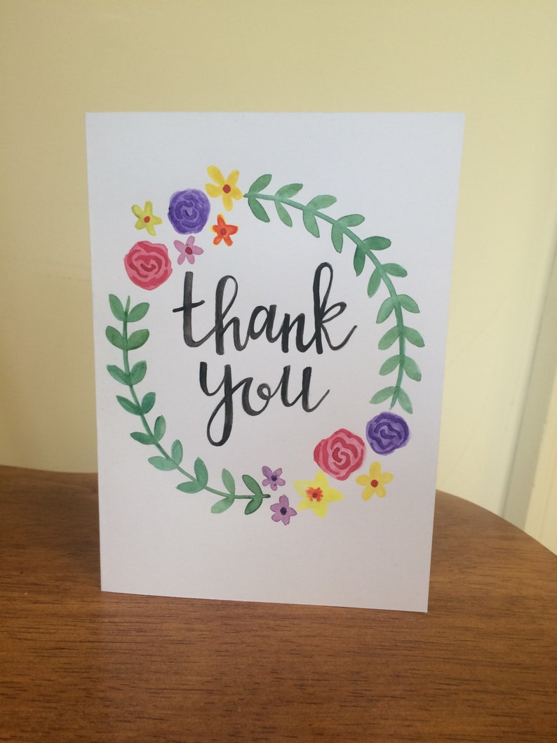 Handmade Thank You Card Custom Greeting Card Handpainted ...