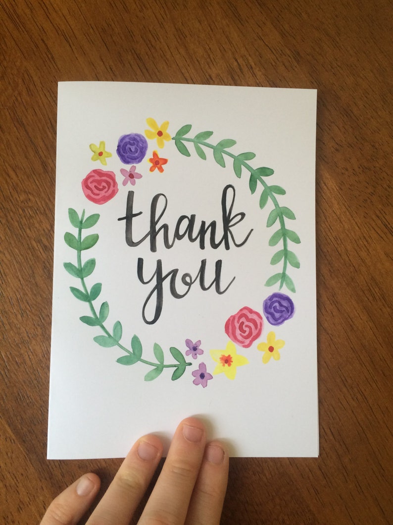 Handmade Thank You Card Custom Greeting Card Handpainted