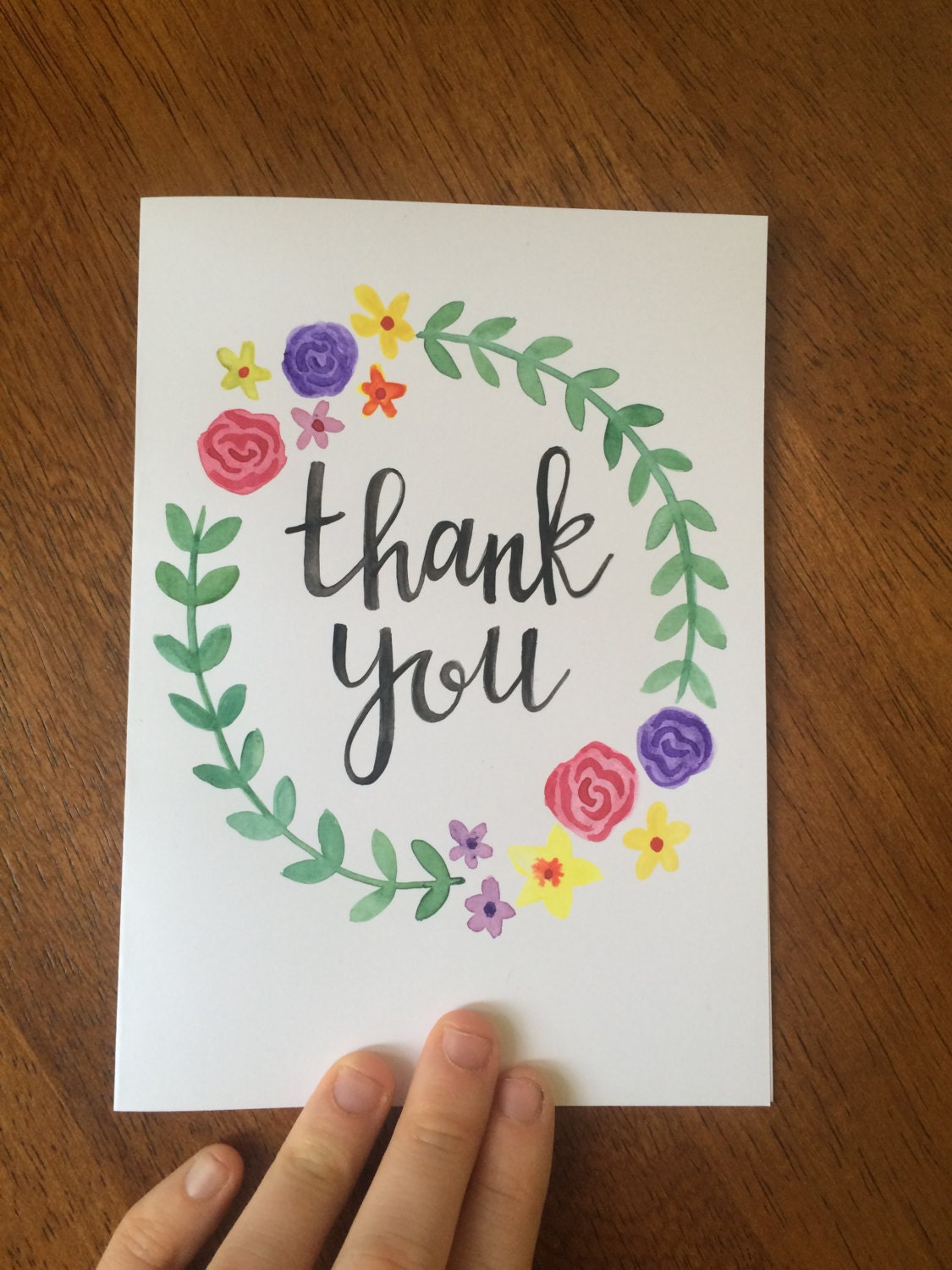 Handmade Thank You Card Custom Greeting Card Handpainted Etsy Handmade Thank You Card Custom Greeting Card Handpainted Etsy