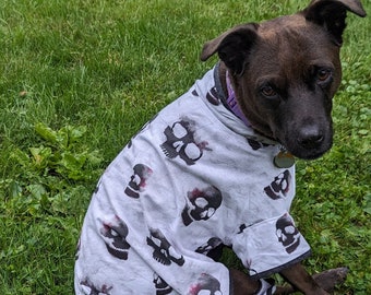 Skull print dog clothes for Halloween large dog clothes custom sizing available - size S to XXL