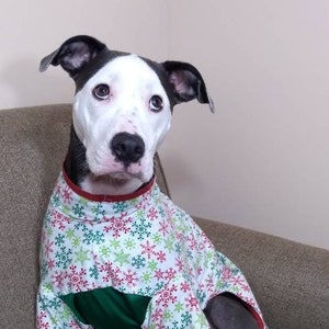 Large dog pajamas, Snowflake print, Christmas flannel, large dog clothes, dog Christmas pajamas - custom sizes available, - size S to XXL