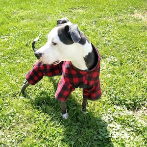 Dog Pajamas Red and Black Buffalo Plaid Dog Clothes Custom Sizes