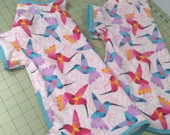 Dog clothes, flannel pajamas, humming bird print, dog pajamas, extra large dog shirt, large breed, custom sizing available - size S to XXL