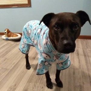 Shark dog pajamas, large dog clothes, flannel dog pajamas, shark print flannel fabric, custom sizing available - size S to XXL