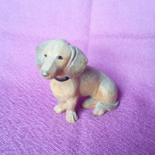 Vintage tallado madera Dachshund pequeña estatuilla BGR Estate