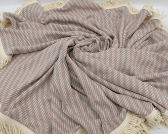 Picnic Towel,Seat Cover,Round Beach Towel,Round Towel,Turkish Towel,Yoga Towel,Beige and Gray,Pink,63"x63",Beach Blanket,B3-kazY