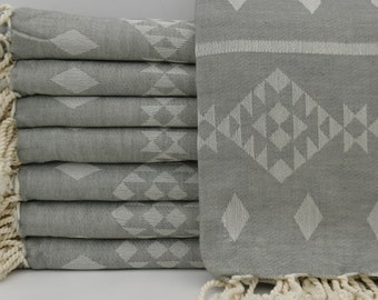 Gray Kilim Towel,40&quot;x70&quot;,Cotton Peshtemal,Sauna Turkish Towel,Shower Towel,Peshtemal,Beach Peshtemal,Hammam Towel,Organic Peshtemal,K1-kilim