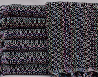 Decoratieve handdoek,Katoenen handdoek,Turkse peshtemal,Turkse handdoek,Zwarte handdoek,Veelkleurige handdoek,Badkamerhanddoek,Turkije handdoek,36''x71'',B2-Ala