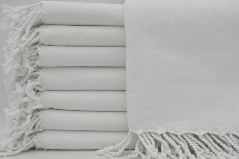 Flat White Towel,Paintable Towel,Turkish Towel,Turkish Peshtemal,White Towel,40''x70'',Cotton Towel,Beach Towel,100x180,Bath Towel,B1-beyaz image 1