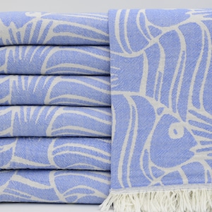 Wholesale Towel,Turkish Towel,Turkish Peshtemal,36&quot;x70&quot;,Decorative Towel,Throw Towel,Light Blue Towel,Shower Towel,Pool Towel,K2-Balık