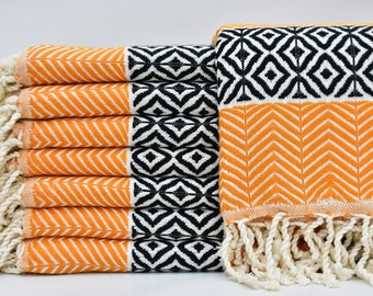 Bulk Towel,Turkish Towel,Turkey Towel,Orange and Black Peshtemal,40"x70",Turkish Peshtemal,Hammam Towel,Sauna Towel,Bohemian Towel,B4-başak