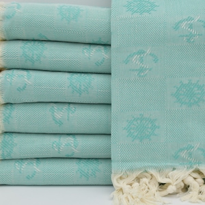 Anchor Desing Towel,Peshtemal Towel,Mint Green Towel,Turkish Towel,40&quot;x70&quot;,Turkish Peshtemal,Hammam Towel,Spa Towel,Cotton Towel,M1-çapa