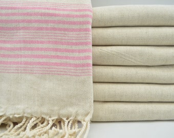 Pink Striped Towel,Linen Towel,Turkish Hammam Towel,Turkish Towel,Linen Peshtemal,40"x67",Turkish Peshtemal,Soft Towel,Bath Towel,B4-keten