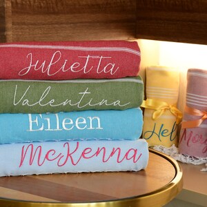 Personalized Bridesmaid Gift, Custom Beach Towel, Wedding Favors, Monogrammed Bath Towels, Personalized Towels for Her