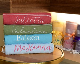 Personalized Bridesmaid Gift, Custom Beach Towel, Wedding Favors, Monogrammed Bath Towels, Personalized Towels for Her
