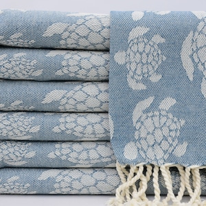 Teal Color Peshtemal,Bath Towel,Sauna Towel,Turtle Patterned Towel,Turkish Towel,40&quot;x68&quot;,Cotton Towel,Spa Towel,Turkish Peshtemal,B1-turtle