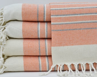 Handmade Towel,Picnic Towel,Bulk Towel,Turkish Towel,Terry Towel,Orange Towel,Home Decor,40"x65",Turkish Peshtemal,Hammam Towel,B7-eftelya