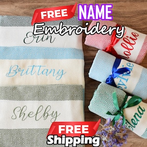 Custom Monogrammed Towel, Personalized Beach Towel, Bridesmaid Gift, Wedding Gift, Holiday Towels, Custom Bath Towels