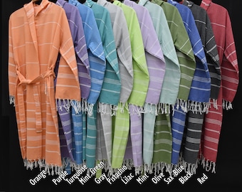 Peignoir turc personnalisé, robe de chambre à capuche en coton, robe de chambre, cadeaux pour elle, peignoir à monogramme, cadeau de demoiselle d'honneur pour la douche, peignoir