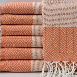Organic Towel,Turkish Towel,Cotton Towel,40&quot;x70&quot;,Diamond Towel,Orange,Turkish Peshtemal,Beach Peshtemal,Spa Towel,Bohemian Towel,B2-nefes