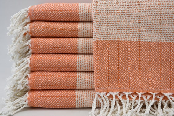 Organic Towel turkish Towel cotton Towel 40x70 diamond Towel orange turkish Peshtemal beach Peshtemal spa Towel bohemian Towel b2 nefes Etsy Ireland