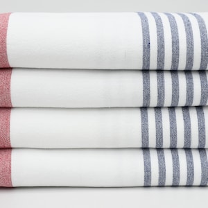 Terry Towel,Turkish Towel,Turkish Peshtemal,Red And Navy Towel,Spa Towel,36"x67",Absorbent Towel,Gift Towel,Massage Towel,K2-ÇizgiT