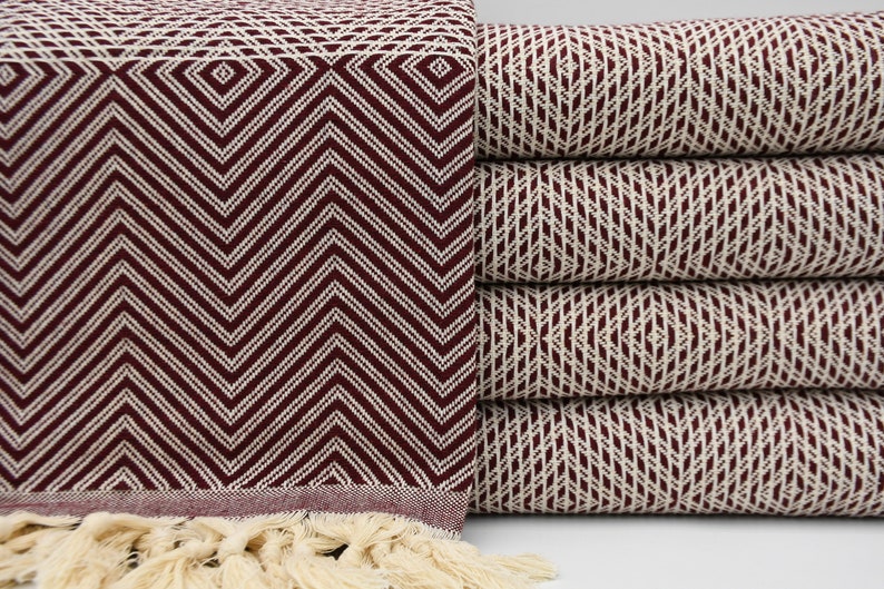 Turkish Bedspread,Throws,Bed Cover,Burgundy Blanket,Large Blanket,Peshtemal Cover,75x91,Turkish Blanket,Blanket,Turkish Towel,B3-dreamB image 1