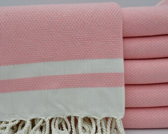 Personalized Towel,Turkish Towel,Beach Towel,Turkish Peshtemal,38"x63",Light Pink Towel,Handwoven Towel,Anatolian Towel,Gift Towel,B2-doğa