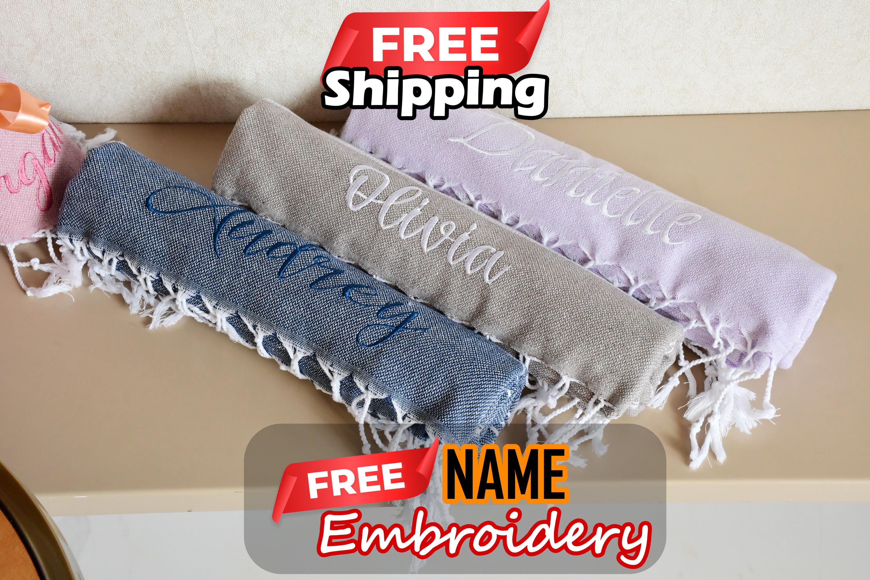 Turkish Towel, Personalized Gift, Beach Towel, Bath Towel, Embroidered Towel, 40"x70", Bridesmaid Gift, Wedding and Party Favors, B2-Sultan