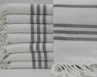 Black Striped Towel,White Towel,40"x70",Peshtemal,Cotton Towel,Turkish Towel,Pool Towel,Spa Towel,Beach Towel,B1-vartan