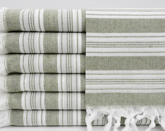 Wholesale Towel,Turkish Towel,Beach Towel,Thin Towel,Handmade Towel,38"x70",Striped Towel,Olive Green Towel,Picnic Towel,K3-saraylı