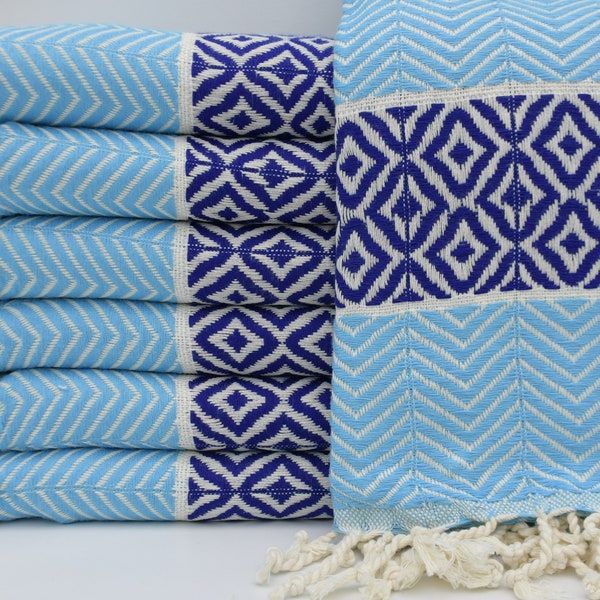 Handmade Towel,Turkey Towel,Turkishdowry,Turquoise and Navy Blue Towel,Turkish Towel,Turkish Peshtemal,40"x70",Diamond Towel,B4-başak