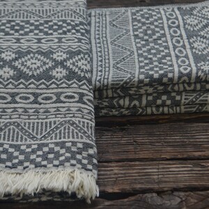 Geometric Towel,Kilim Patterned Towel,Double Face Towel,Beach Peshtemal,Towel,Aztec Towel,Cotton Towel,Turkish Towel, 36&quot;x69&quot;,K2-Ince kilim