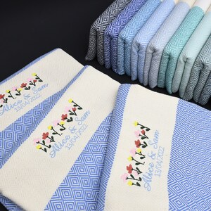 Personalized Turkish Towel Gift, Turkish Peshtemal, Embroidery Towel, Bachlorette Gift, Beach Towel, Bath Towel, Tea Towel, Wedding Gift image 6