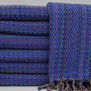 Turkish Towel,Turkish Peshtemal,Navyblue Towel,Handmade Towel,Multicolor Decorated Towel,Handwoven Towel,Turkey Towel,36&#39;&#39;x71&#39;&#39;,B2-Ala