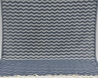 Turkish Towel,Beach Towel,Navy Blue Towel,Fitness Towel,Shower Towel,Pool Towel,40"x70",Turkish Peshtemal,Bridesmaid Gift Towel,K1-zigzag