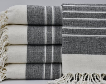 Bulk Towel,Housewarming Gift,Turkish Towel,Terry Towel,Bath Decor Towel,40"x65",Handmade Towel,Black Towel,Turkish Peshtemal,B7-eftelya