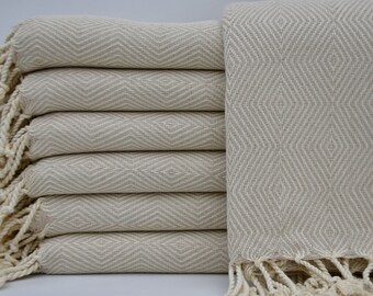 Turkish Towel,Beige Towel,Cotton Towel,Peshtemal Towel,Fouta,Beach Towel,40"x70",Turkish Peshtemal,Hammam Towel,Big Diamond Towel,B1-elmas
